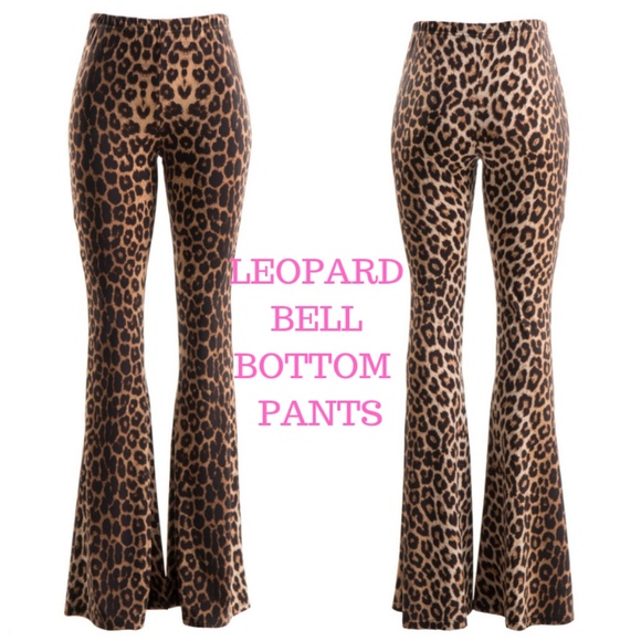 Pants - LEOPARD PRINT BELL BOTTOM PANTS